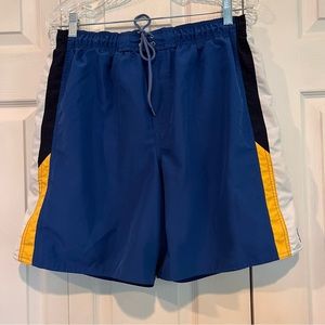 🍊🍊 Breakwater Blue Black Yellow White Men’s Bathing Suit Swim Trunks